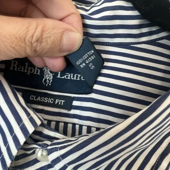 Vintage Polo Ralph Lauren Striped Long Sleeve Dress Shirt Sz XXL Preppy Office - Picture 4 of 8